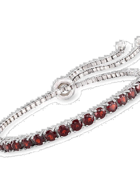 自营Ross-Simons 925 纯银石榴石 Bolo 手链 红色 美国奥莱直发
