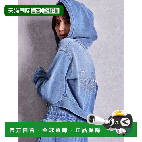 日本直邮GYDA 女装 短款水洗丹宁连帽衫 0726429487