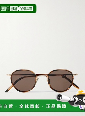 香港直邮Mr P. 男士 + Cubitts Gifford 圆框龟甲色醋纤镀金太阳