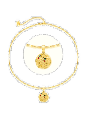 自营 classicharms黄金雕塑十二生肖吊坠项链套装 - 白羊座 - 双