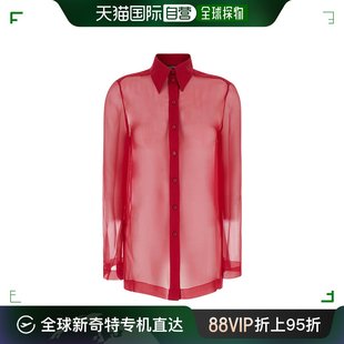 女士 香港直邮潮奢 Ferretti V0219011 Alberta 红色尖领雪纺衬衫