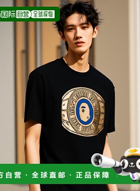 1h可退 日本直邮A BATHING APE 男女同款COLLEGE RING印花短袖T恤
