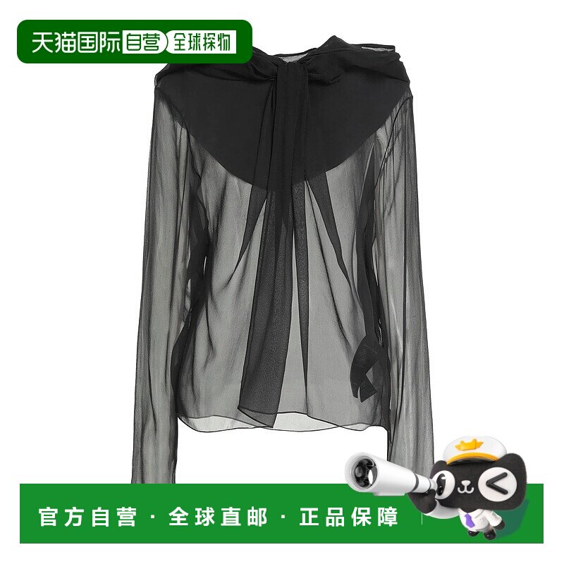 香港直邮Saint Laurent 圣罗兰 女士 真丝上衣 black黑色 舒适时