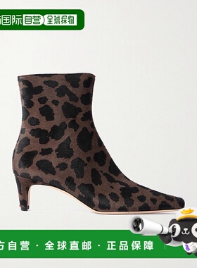 1h可退 香港直邮Staud 女士 Wally 豹纹小牛毛短靴 F26R1026PHLEO