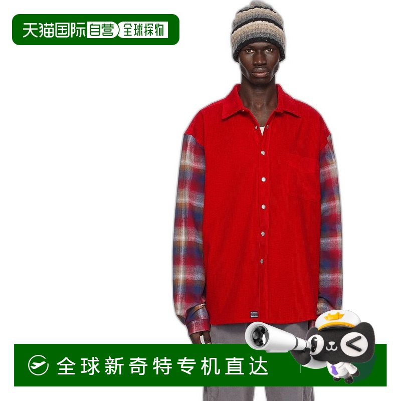 1h可退 香港直邮潮奢 ERL 男士 红色 Plaid Sleeve 夹克 ERL09B00