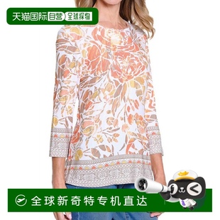 multiples3 橙色 4袖 饰针织上衣 美国奥莱直发 大圆领装 自营