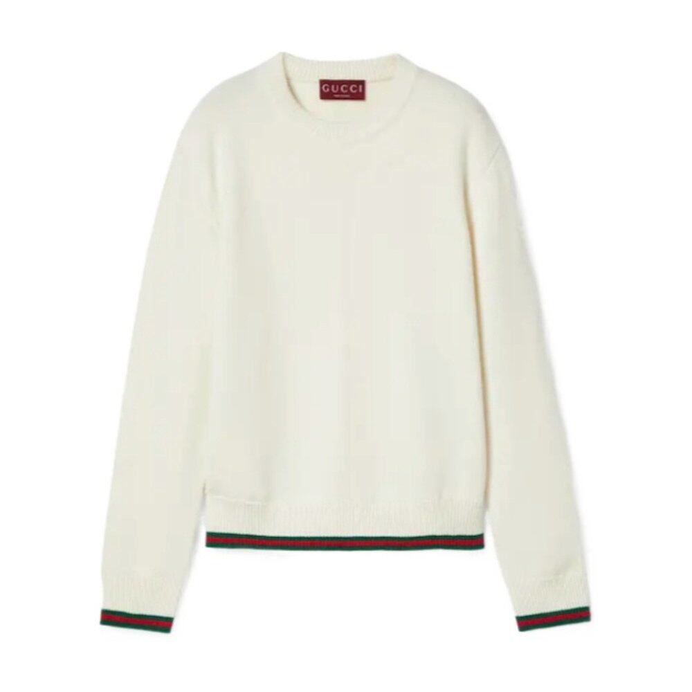 GUCCI 女士针织毛衣 813843XKEI29257 SS2025 白色 圆领毛衣