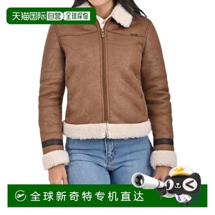 口采用卡布奇诺羊皮 自营 领口和袖 wrangler女式 capuccin 大衣