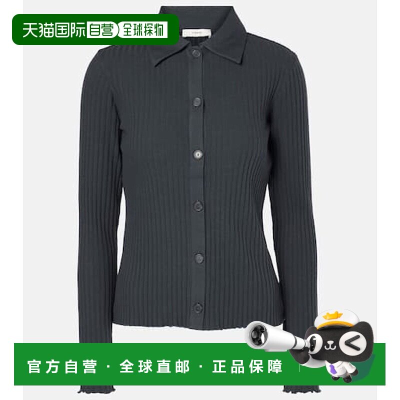 香港直邮VINCE 女士 罗纹针织棉混纺针织衫通勤POLO衫套头衫