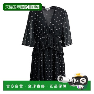 女士 甘尼 香港直郵GANNI black黑色 舒適時尚 褶裥連衣裙 1h可退
