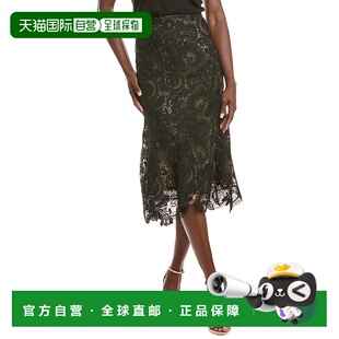 Renta Woven black 美国奥 Skirt Blend 自营Oscar Silk