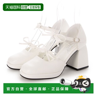 日本直邮LoveHunter 双缎带方形分趾高跟鞋 / 2214（白色 PU）