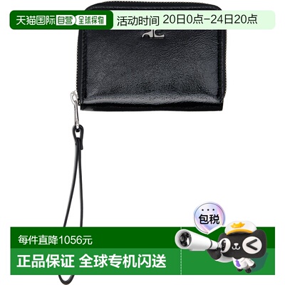 1h可退 香港直邮Courreges 女士 黑色 Naplack Zipped 钱包 126GP