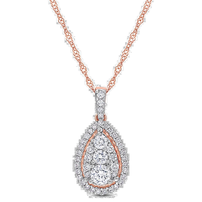 自营mimi & maxmimi & max1/2 CT TW 14K 玫瑰金钻石光环泪珠