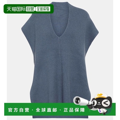 1h可退 香港直邮JOSEPH 约瑟夫 女士 罗纹针织羊绒上衣 blue蓝色