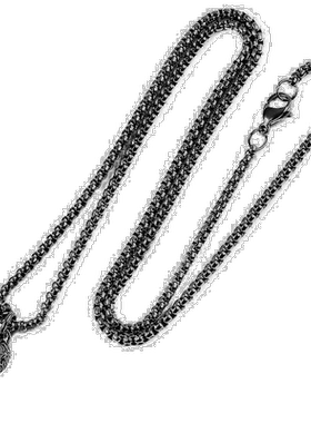 自营 crucible坩埚洛杉矶黑色不锈钢 12 毫米骷髅项链，带 24 英