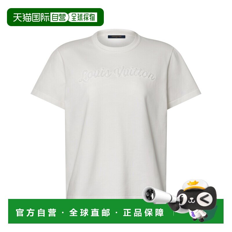 自营欧洲直邮LV路易威登 女士白色棉质刺绣T恤