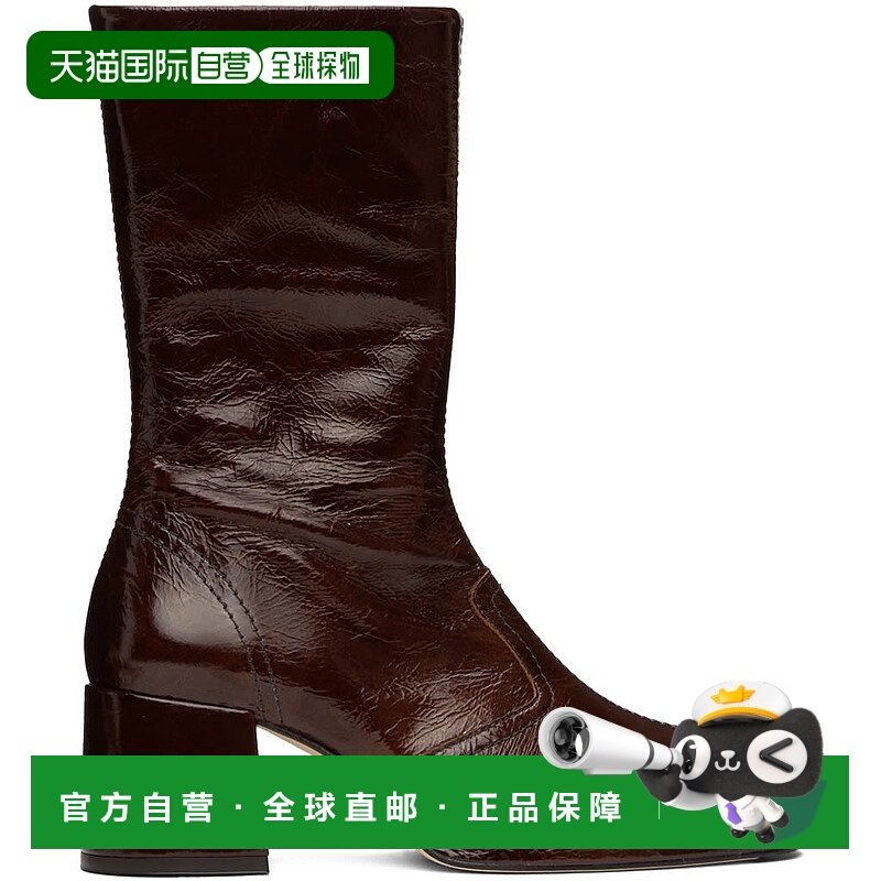 1h可退 香港直邮潮奢 miista 女士 棕色 Cass Patent 中筒靴 MI52