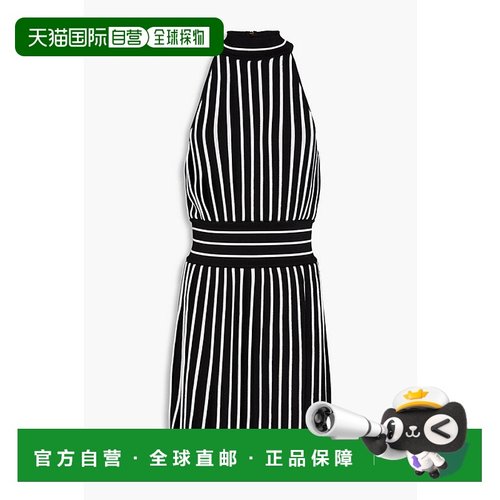 香港直邮Balmain 巴尔曼 女士 褶裥条纹针织迷你连衣裙 WF1R3050K