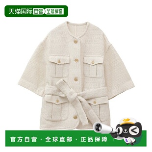 1h可退 日本直邮CLANE 女装 半袖粗花呢外套 无里料宽松设计 原创