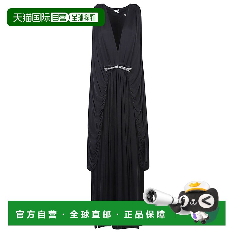 1h可退 香港直邮LOEWE 罗意威 女士 垂褶装饰深V领连衣裙 S359Y09