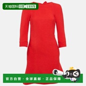 美国 Crepe Red 自营Maje Mini Textured Detail red Bow Dress