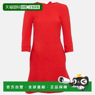 自营Maje Red Textured Crepe Bow Detail Mini Dress - red 美国