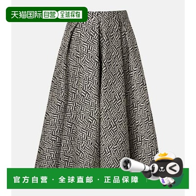 1h可退 香港直邮'S Max Mara 女士 Perle 棉混纺提花中长半身裙