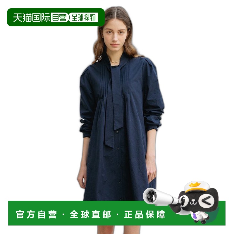 韩国直邮ANEDIT 女士连衣裙AN24SD5001NV Scarf Tie Midi Dress_Da
