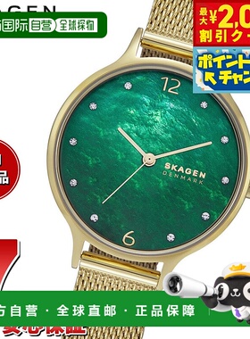 日本直邮SKAGEN 女士 Anita Lillie 手表金色不锈钢网状手表SKW31