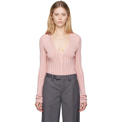 潮奢 Danielle Guizio 女士 粉色 Slinky Rib 开衫 P24108S023