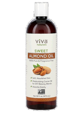 香港直邮Viva Naturals,甜杏仁油，16 液量盎司（473 毫升）正品