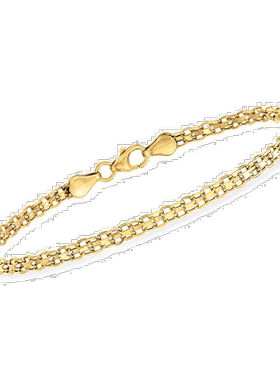 Ross-Simons 意大利 14kt 黄金 Bismark-Link 手链 - 7 英寸 【美