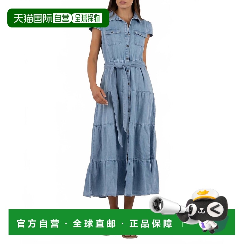 自营kut from the klothJuno Cap-Sleeve Maxi Shirtdress In Lig