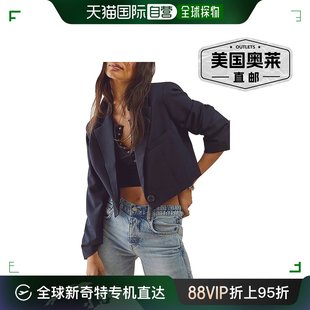 外套 短款 Party 黑色 freeBlock 波西米亚风单扣西装 女式 the