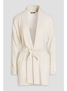 潮奢 N.PEAL 女士 金属感麻花扭纹羊绒混纺针织开衫 NPW108112