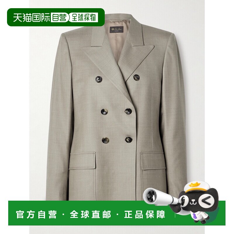 1h可退 香港直邮Loro Piana 诺悠翩雅 女士 Ananda 双排扣羊毛/斜