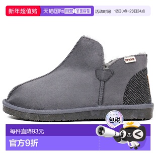 日本直邮Moz 女士羊皮靴短款雪地靴防滑寒冷天气靴冬靴毛皮温暖易