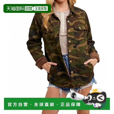 自营bluivyWomen's Camo Sherpa Lined Jacket In Olive Combo -