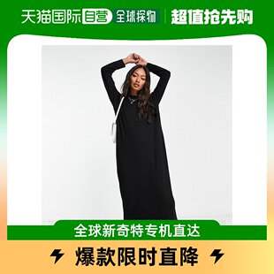 T恤式 连衣裙 女士设计长袖 长款 ASOS 黑色 香港直邮潮奢