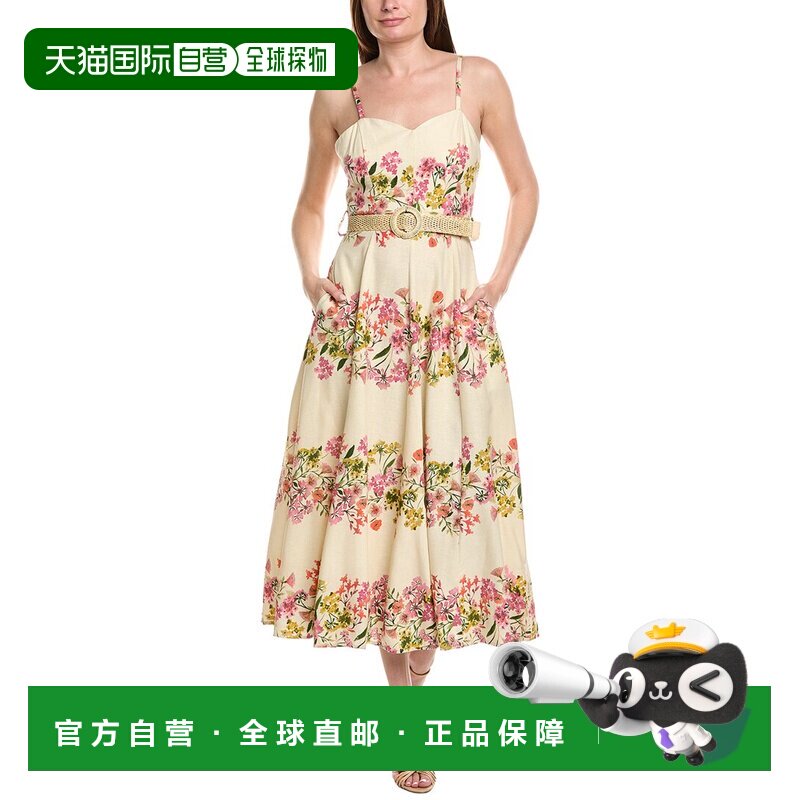 自营taylor泰勒无袖亚麻混纺长裙-粉色 美国奥莱直发连衣裙吊带