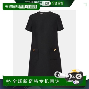 00027 香港直邮Valentino 华伦天奴 女士 绉纱高级定制迷你连衣裙
