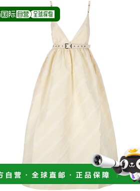 香港直邮GANNI 女士连衣裙 W0173135 SS2025 白色 Stripe Taffeta
