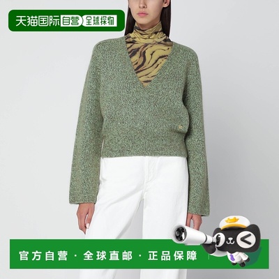 1h可退 香港直邮GANNI 甘尼 女士 绿色羊毛混纺织纹毛衣 K2621273