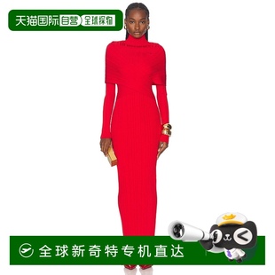 香港直邮Balmain 女士 1h可退 巴尔曼 高领褶裥针织长款 连衣裙