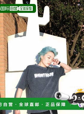 1h可退 日本直邮SHORT ROUND 男女同款漂白破洞印花T恤 SH25SM05M