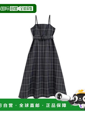 日本直邮日潮 GRL 带腰带的格纹喇叭吊带连衣裙 tg762优雅
