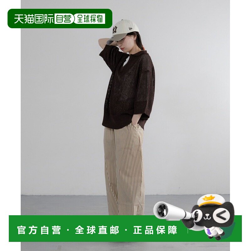 日本直邮LOWRYS FARM 男女同款 条纹微喇休闲裤 761448阔腿裤