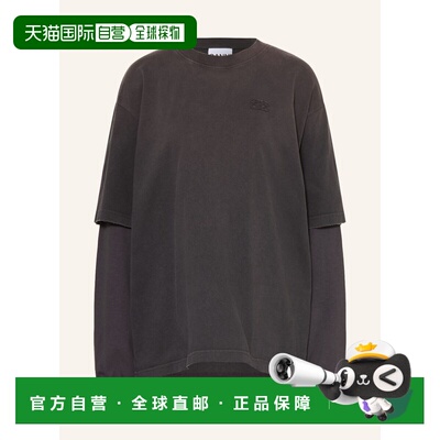 香港直邮GANNI 女士T恤 100308011615000 CO 黑色 Oversized long