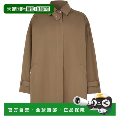 自营欧洲直邮Toteme Outerwear女士榛子棕棉中长款风衣